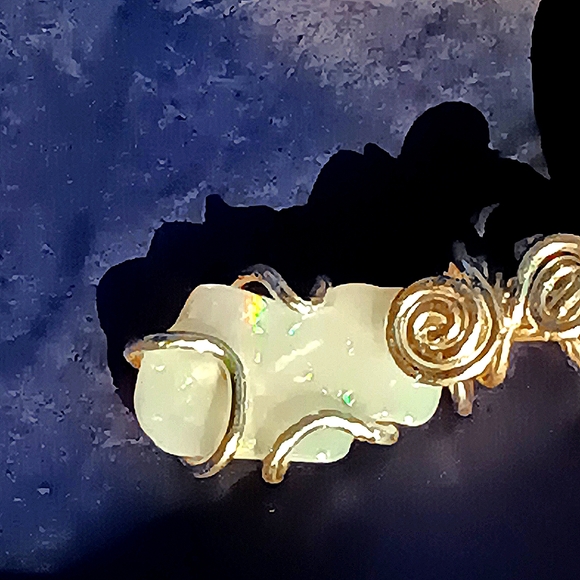 Mexican Cantera And Australian Opal Pendant Sterling Silver Eye - Picture 16 of 16